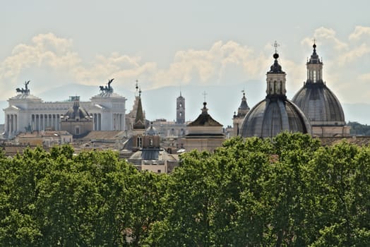 View from above over Rome. Victorian (National Monument to Victor Emmanuel II)