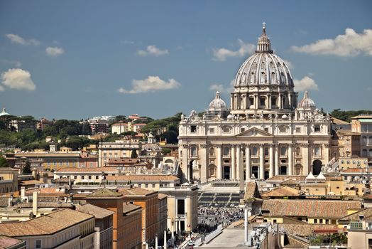 Rome, view with a view of the Vatican palaces taken from a window of Castel Sant'Angelo.