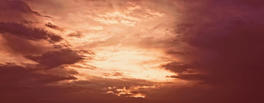 Dramatic cloudy sky at sunrise, nature and background