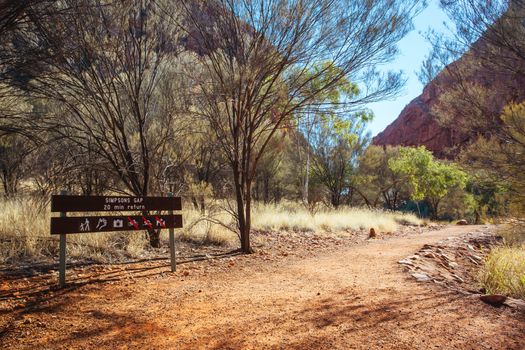 The iconic Simpsons Gap and its fascinating rock formations in MacDonnell Ranges National Park, near Alice Springs in the Northern Territory, Australia