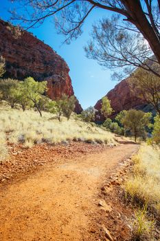 The iconic Simpsons Gap and its fascinating rock formations in MacDonnell Ranges National Park, near Alice Springs in the Northern Territory, Australia