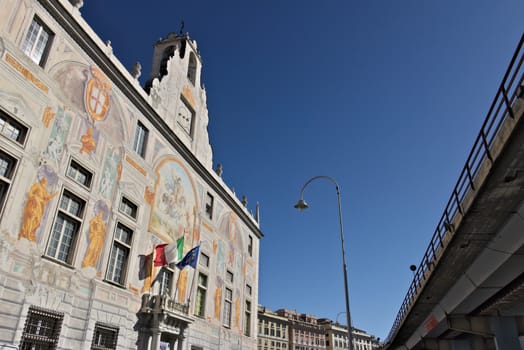 The building now houses the Port Authority. The facade is completely frescoed.