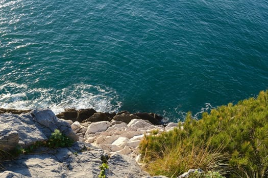 Cliff overlooking the sea of the Palmaria Island, between Portovenere and the Cinque Terre.