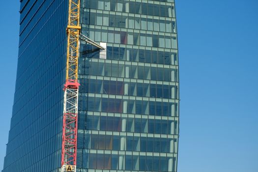 Milan Citylife, Lombardia. Assicurazioni Generali tower. Three towers. Milan. CityLife includes three skyscrapers and pedestrian areas with greenery.