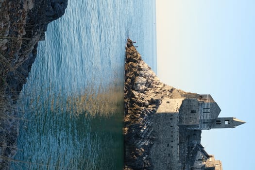 Church of San Pietro in Portovenere near the Cinque Terre. Ancient medieval building on the rocks overlooking the sea.
