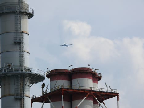 Plane and chimneys