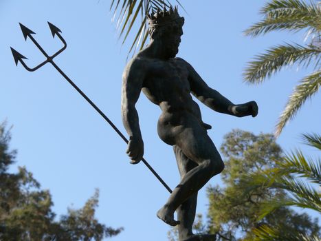 A bronze sculpture depicting the God of the sea.