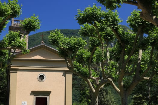 Sant'anna di Stazzema, Tuscany, Italy.   Church of Sant'Anna di Stazzema, place of the Nazi massacre of 1944. On 12 August children, women and men were killed by the Nazis.