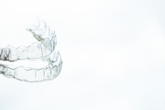 Transparent dental aligner. Top and bottom