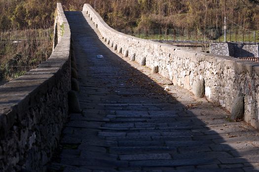 The bridge joins the two banks of the Serchio river and was built in medieval times.