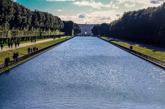 Royal Palace Garden with lakes in Caserta, Italy