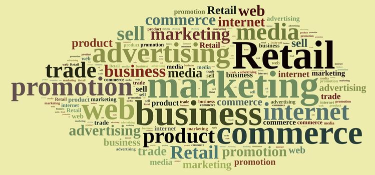 Illustration with word cloud with the word Retail.