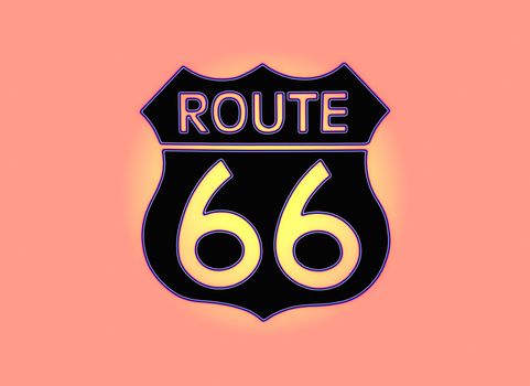 Travel USA sign of Route 66 label. American road icon.