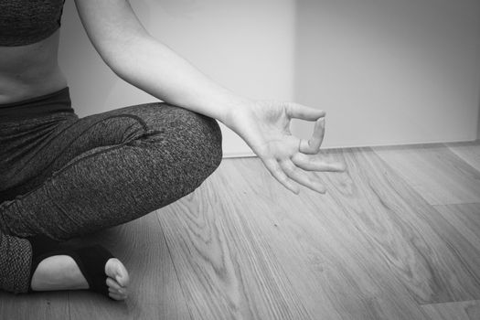 Womans hands practicing yoga and meditation positions.Mudras.