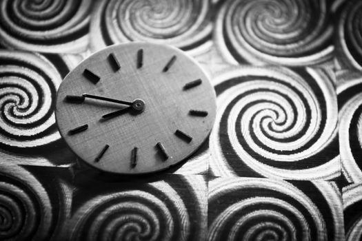 Clock face not working on colorful background. No people