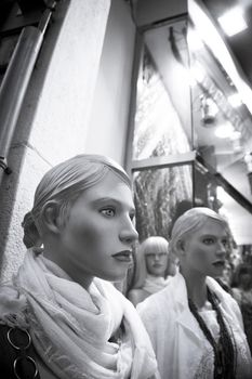 Standard female mannequins with serious expression. Nobody