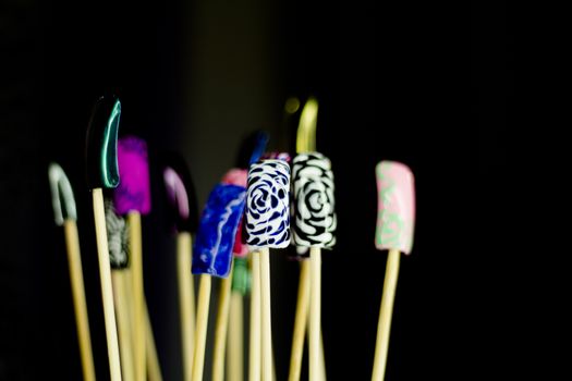 Permanent acrylic nail sample. Different designs. Nobody
