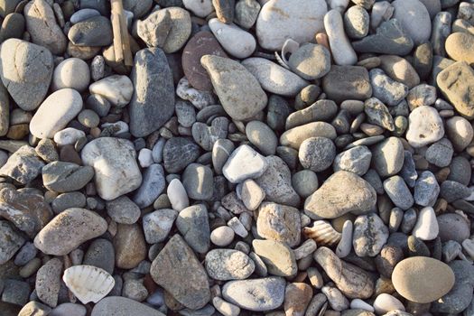 Background of stones on the beach. No people