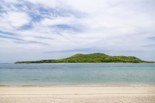 Ocean wave and tropical beach with sky