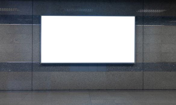 Blurred blank billboard for advertising or map in the subway