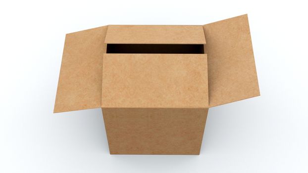 Cardboard packaging for sending various products, computer generated. The concept of safe transportation of goods. 3d rendering of technologycal background