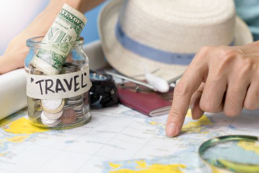 Travel budget and accessories for holiday