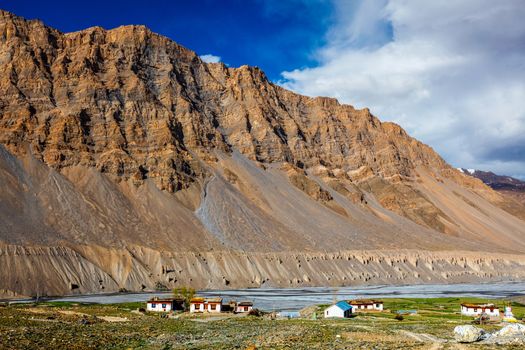 Village in Spiti Valley. Himachal Pradesh, India