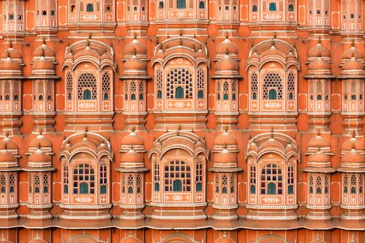 Famous Rajasthan Indian landmark - Hawa Mahal palace (Palace of the Winds) facade, Jaipur, Rajasthan, India