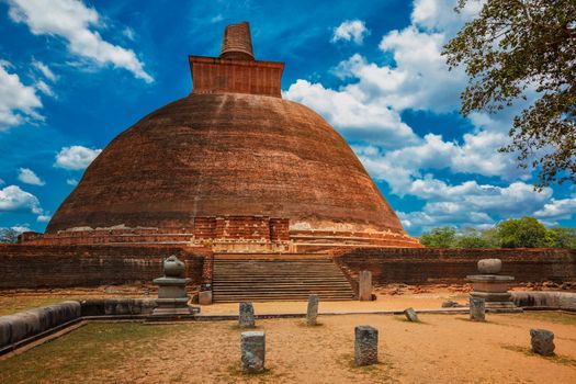 Famous piligrimage site Jetavaranama dagoba Buddhist stupa in ancient city Anuradhapura, Sri Lanka