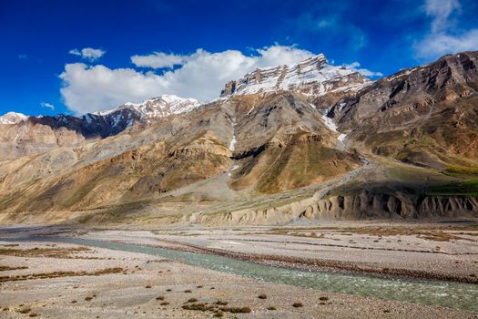 Village in Himalayas in Pin Valley, Himachal Pradesh, India