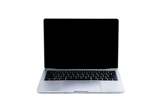 Laptop and mock up screen on white background