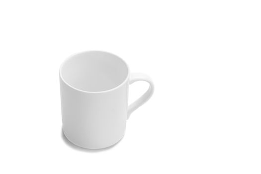 White mug, cup with clipping path on isolated white