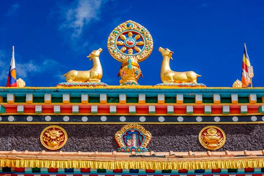 Buddhist Wheel of the Law, Kaza Monastery. Kaza, Himachal Pradesh, India