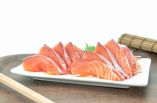 Salmon Sashimi on white background.  Japan food concept
