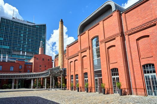 Facade of a renovated building of an old brewery in the city of Poznan