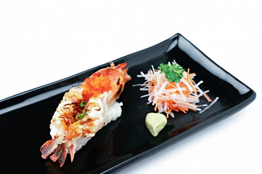 Shrimp Sashimi on isolated white background.  Japan food concept