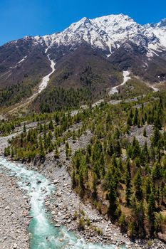 Himalayas and Baspa River. Sangla valley, Himachal Pradesh, India