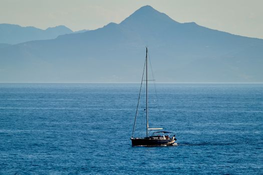Yacht in Aegean Sea Mediterranean Sea, Greece