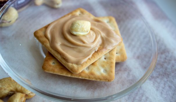 Delicious peanut butter on Cookies. Cookies for tea.