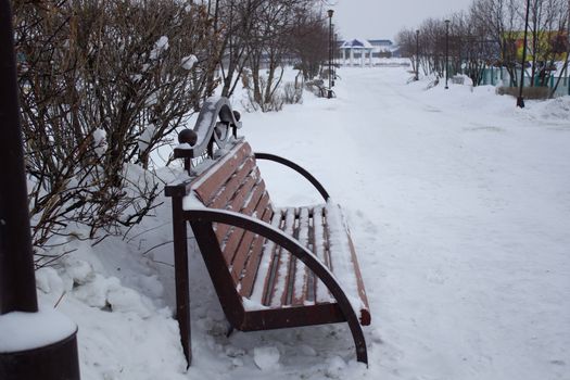 metal shops in the snow without people