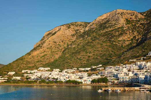 Kamares town on Sifnos island on sunset. Greece