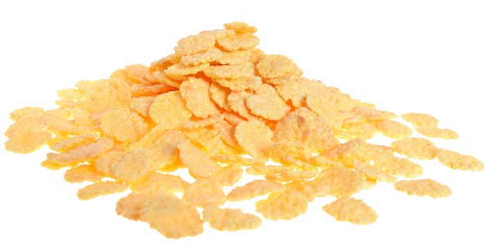 Cornflakes close-up isolated on white background.