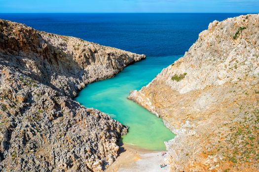 Seitan Limania Agiou Stefanou beach in Chania region on Crete, Greece