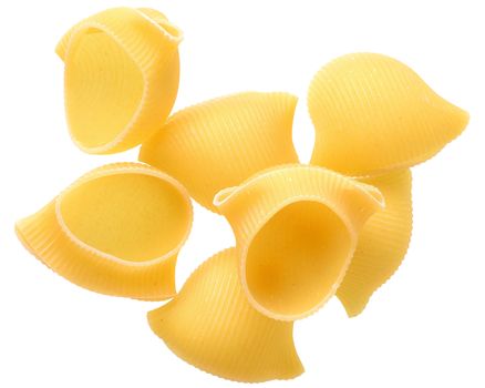 Pipe rigate pasta isolated on a white background.
