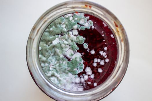 Mold in a jar of jam. Hazardous to health. Mold