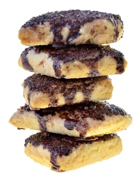 homemade cookies with chocolate isolated on white background.