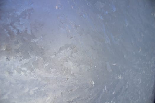 Glass covered with ice during the severe frosts in winter.