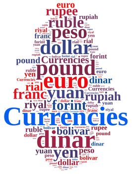 Illustration with word cloud related currencies.