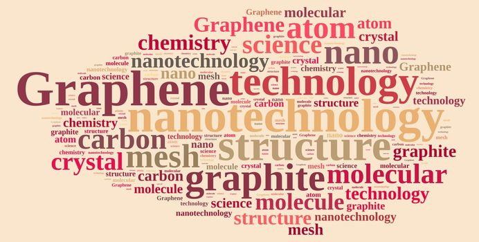 Illustration with word cloud about graphene.