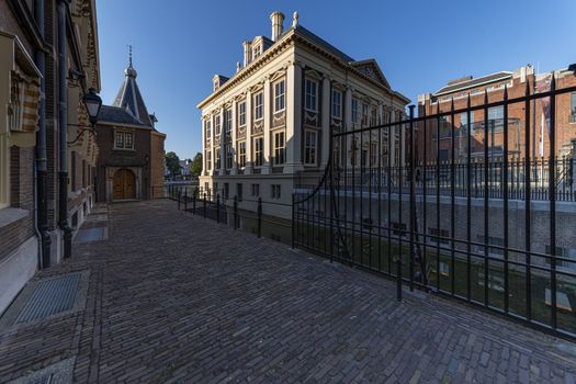 Majestic Dutch Parliament building
 and Mauritshuis entrance under a early blue hour with nobody listed as RF like the picture 1213013458